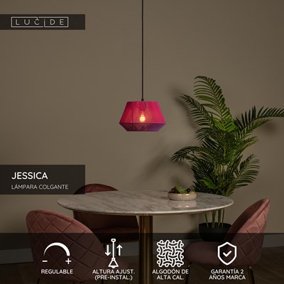 Lucide JESSICA - Lámpara colgante - Ø 30 cm - 1xE27 - Rosa